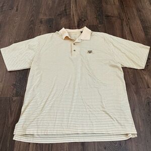 Ben Hogan Striped Golf Polo Shirt Cream Green Preppy Golfcore Mens L Dadcore